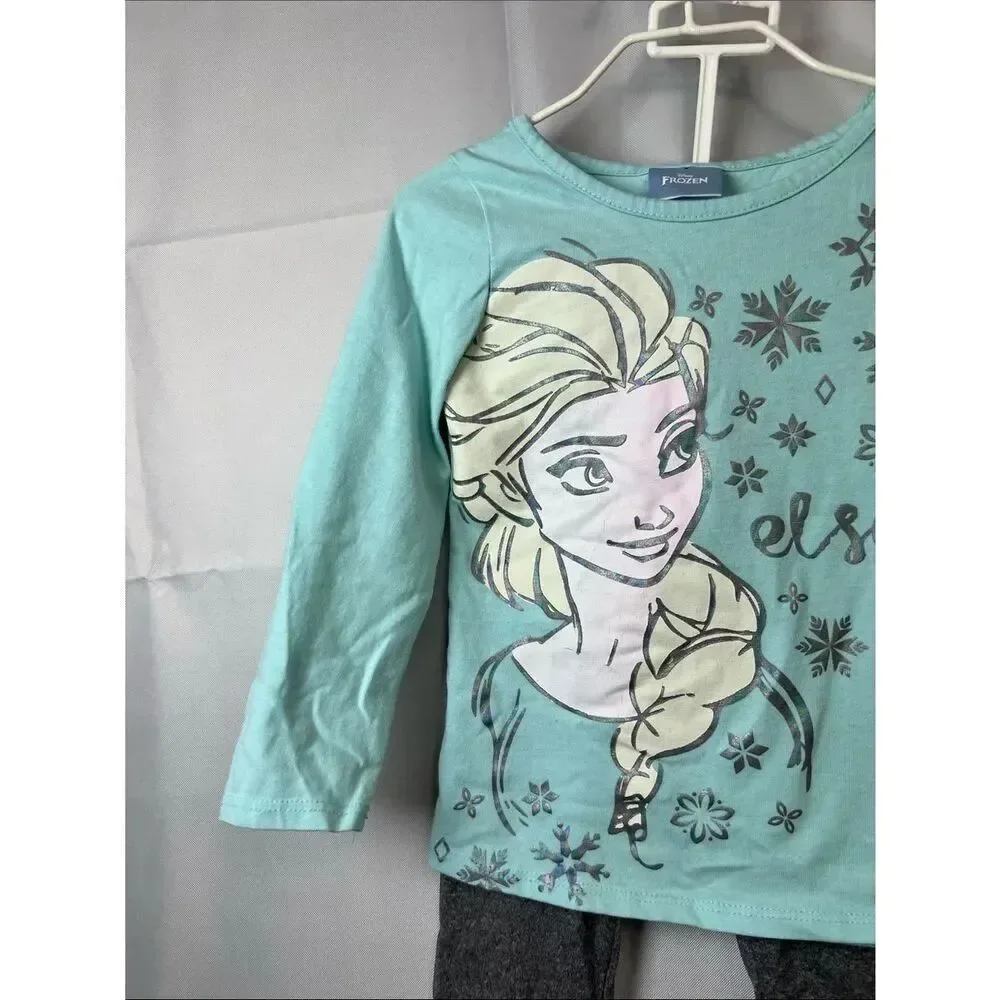 Disney Frozen Mint and Gray Elsa long pajama set 3T